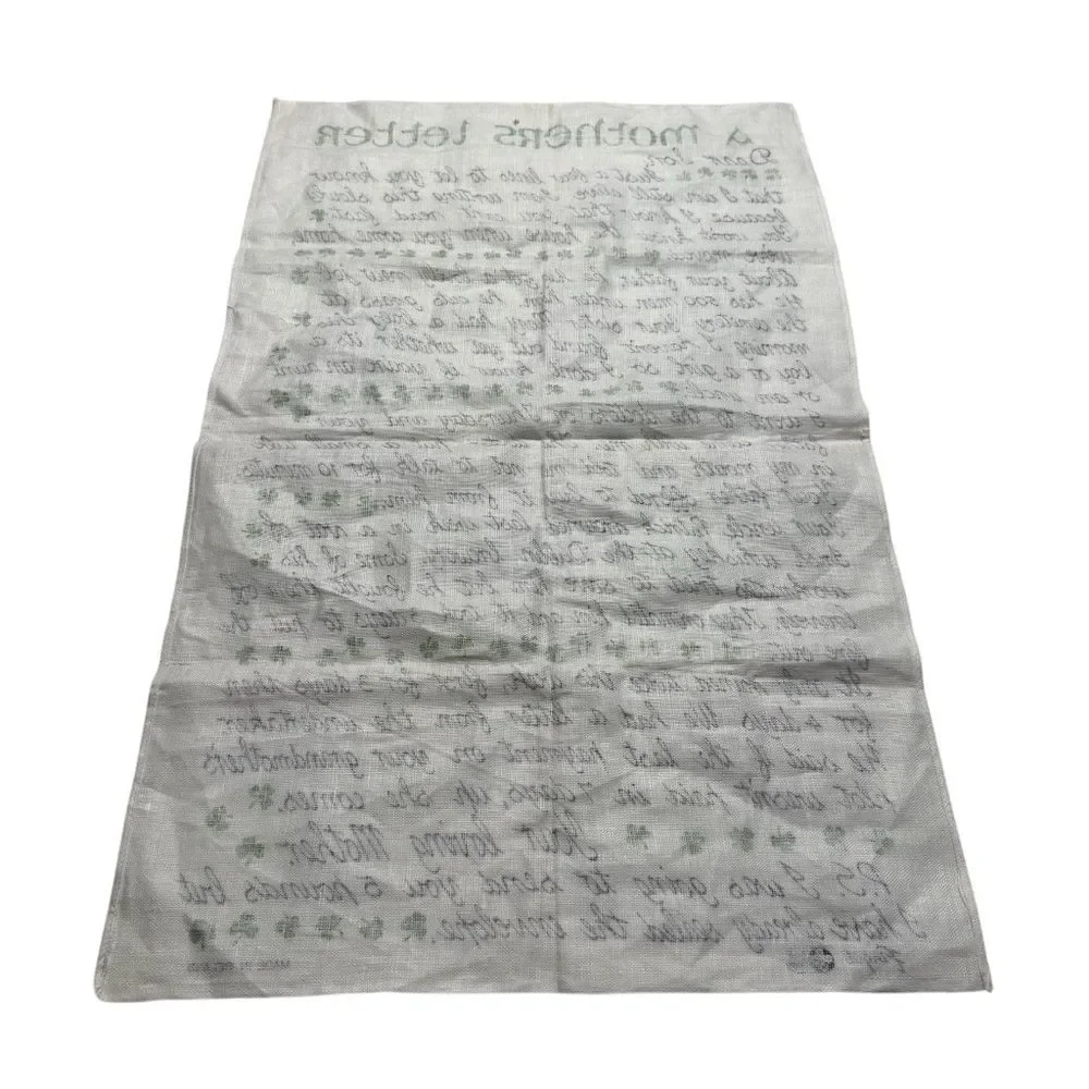 Vintage Fingal Irish Linen Tea Towel A Mothers Letter Irish Humor Ireland